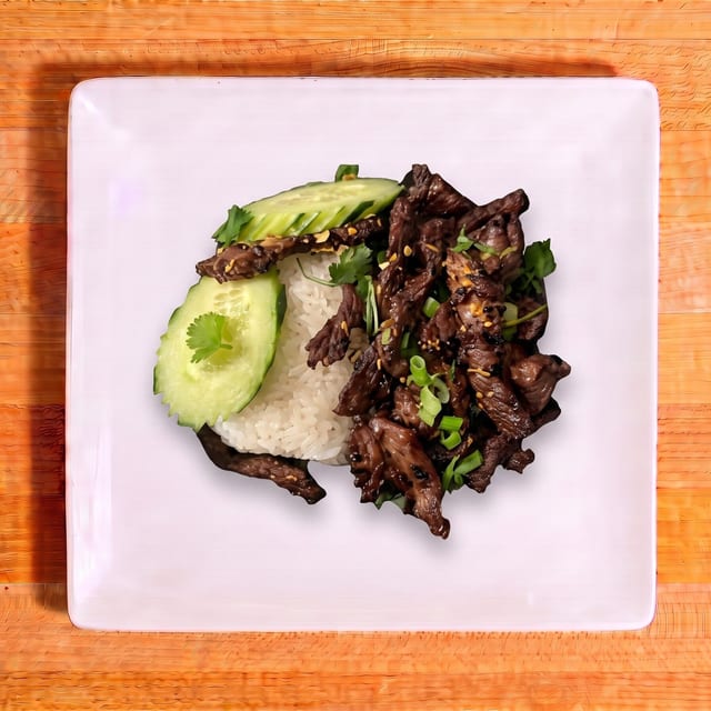 NY Steak Beef Jerky with Sticky Rice.