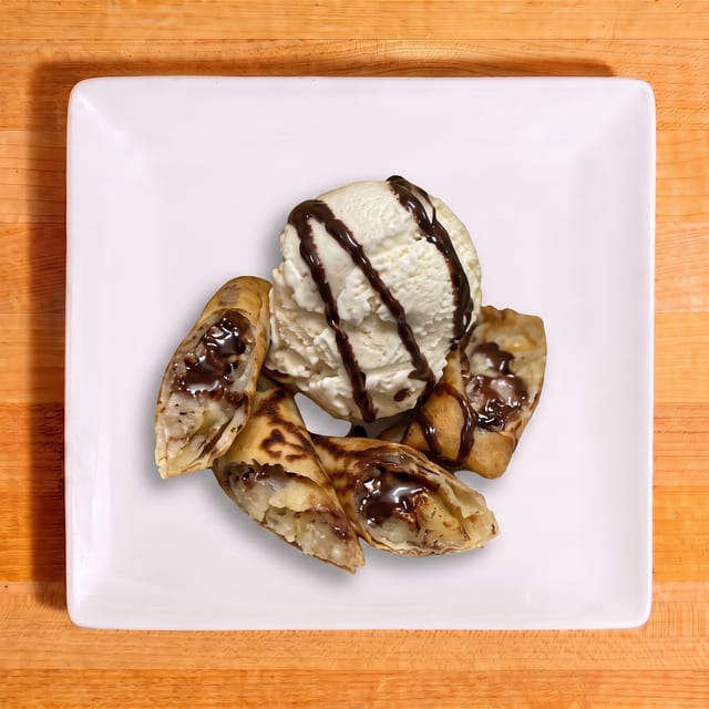 Banana in Paradise With Ice Cream.